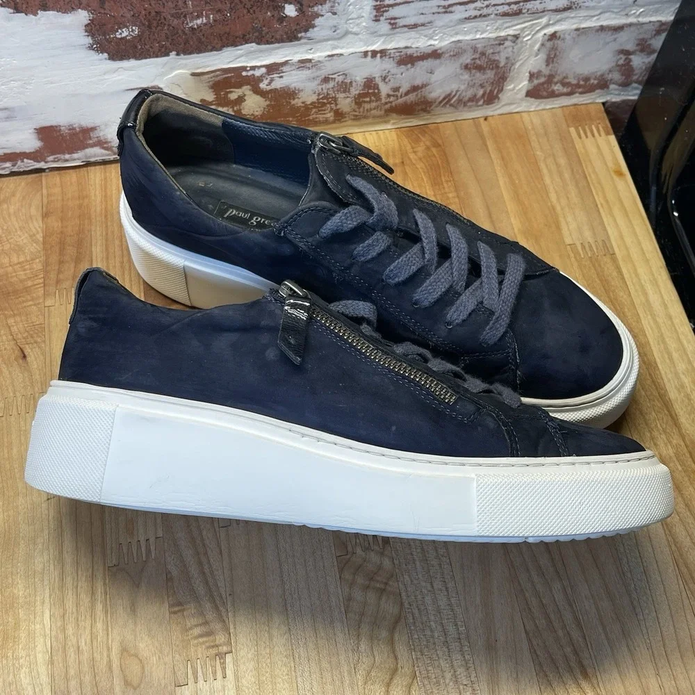 Paul Green Hadley Mens Platform Sneakers Size 6.5 US Shoes Suede‎ Navy Blue